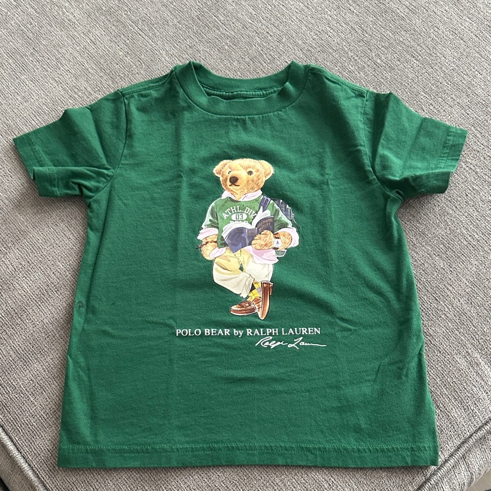 Ralph Lauren Kids Green Polo Bear Tee
